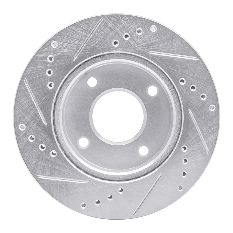 Nissan TIIDA Brake Rotor (1) - Front Right - R1 Concepts - Drilled & Slotted - Silver - `07-`17